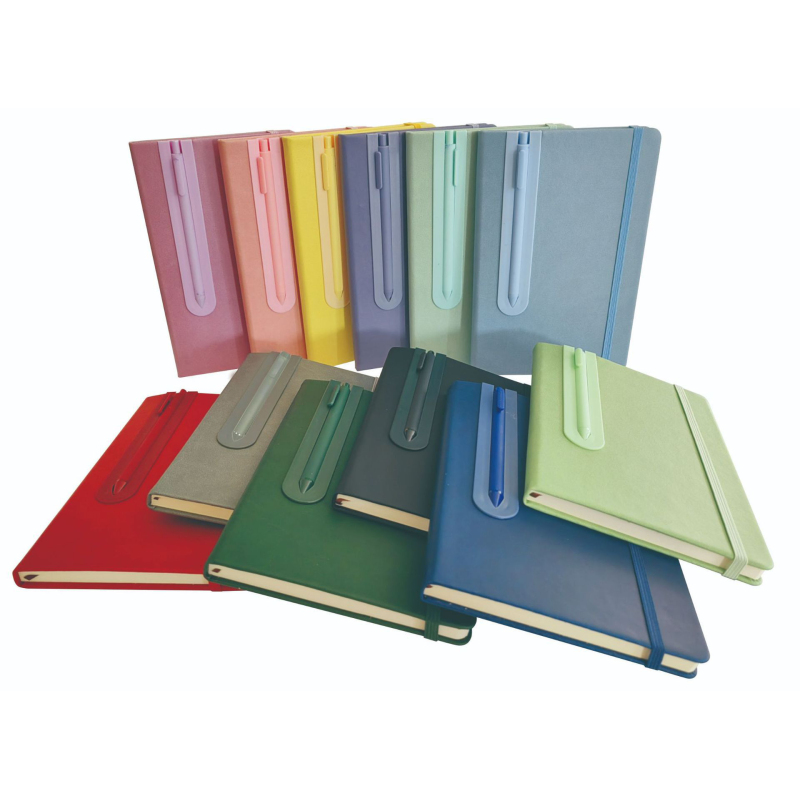 PU notebook with patented pen holder