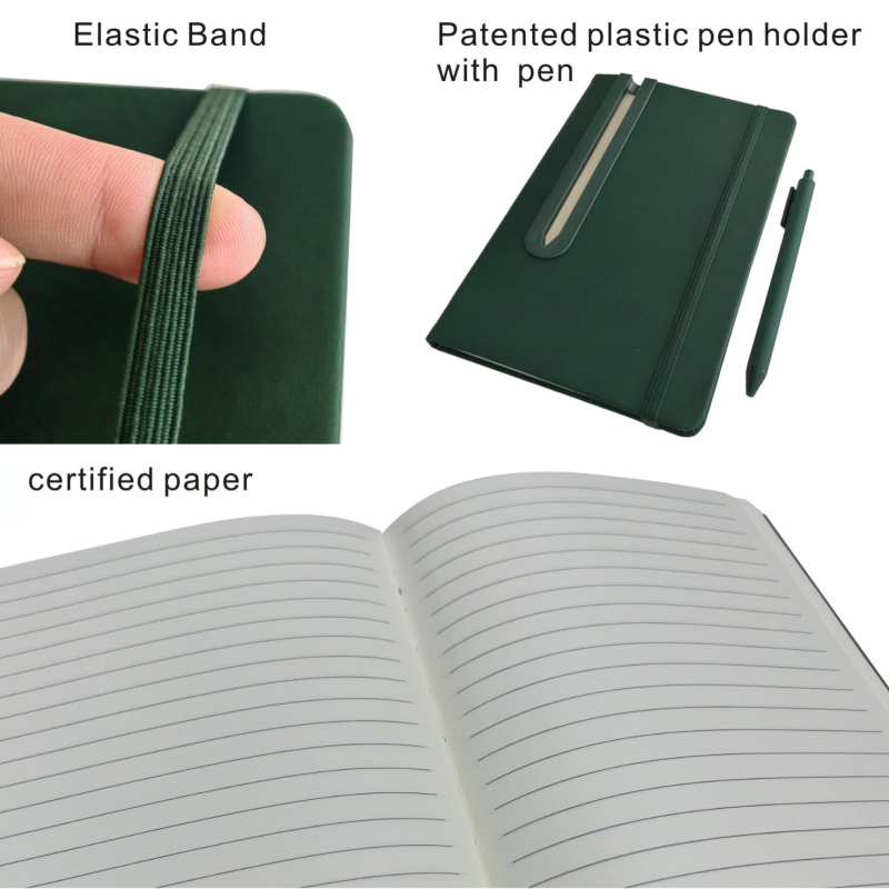 PU notebook with patented pen holder