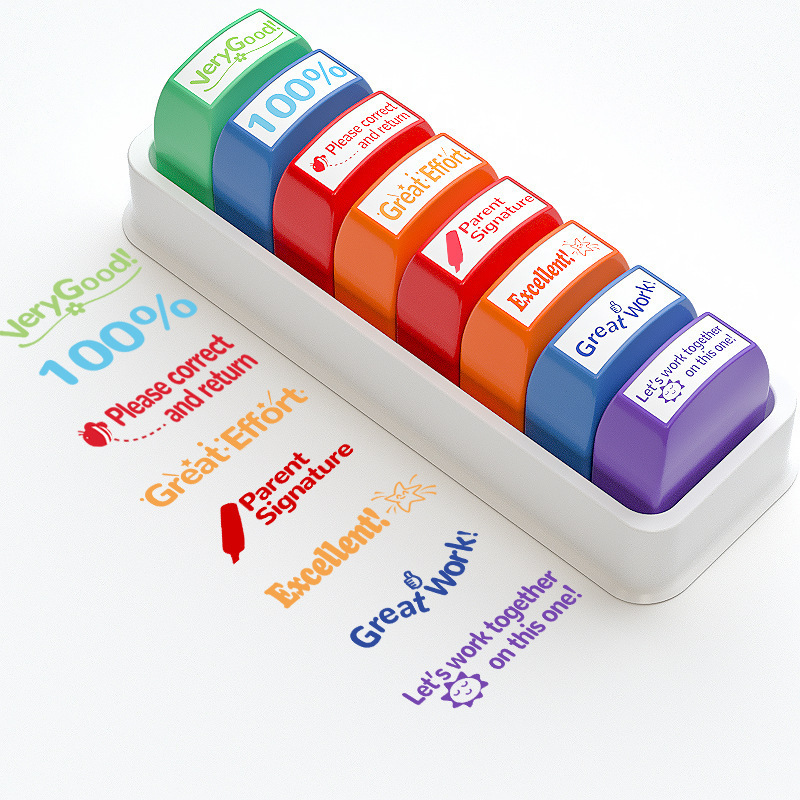 8Pcs Teacher Stamps for Grading Classroom