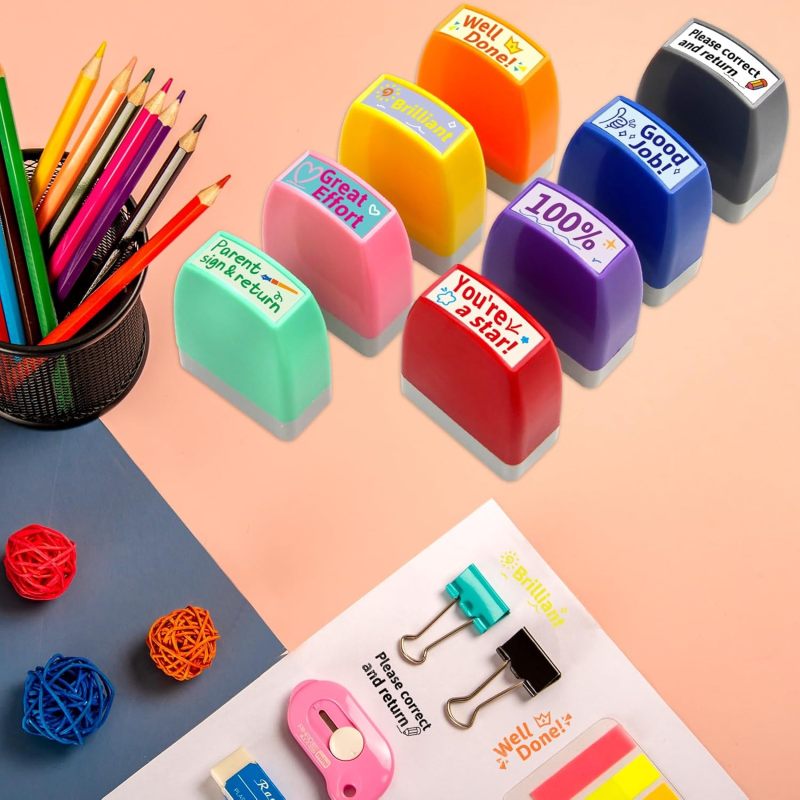 8Pcs Teacher Stamps for Grading Classroom