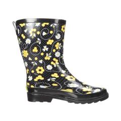High Quality Print With Ladies Cheap Rubber Rain Women Mid Knee Rubber Boots Wholesale