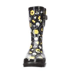 High Quality Print With Ladies Cheap Rubber Rain Women Mid Knee Rubber Boots Wholesale