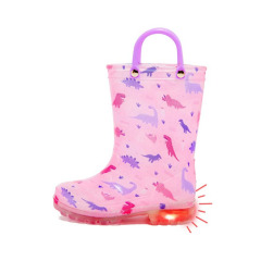 children's Jelly PVC rain boots luminous boots for girls and boys with cute prints easy-to-wear handles