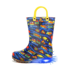 children's Jelly PVC rain boots luminous boots for girls and boys with cute prints easy-to-wear handles