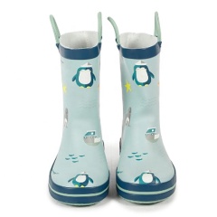 Wholesaler Hot-sale Custom Printed 100% Natural Rubber Girls Rain Boots With Handle