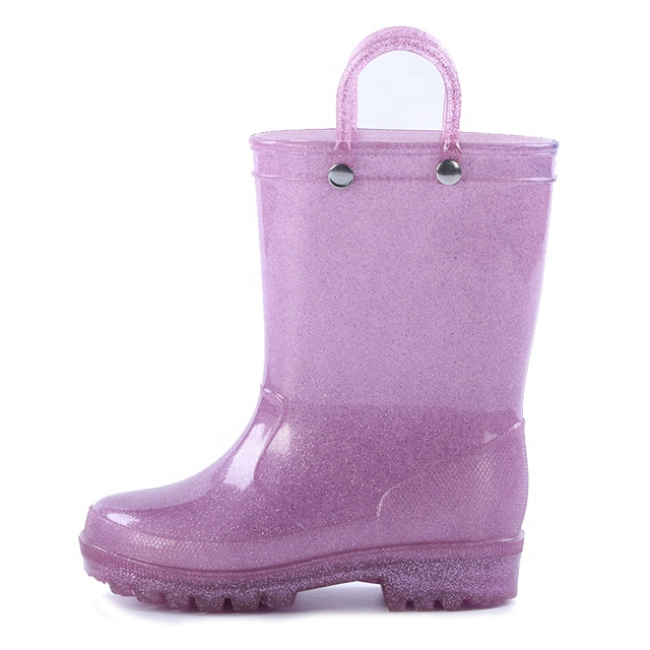 glitter led kids rain boots lightweight waterproof PVC boots footwear