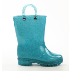 Girls Glitter waterproof dustproof half with handle PVC kids rain shoes boots