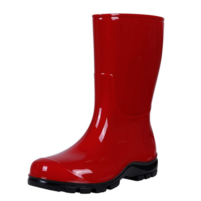women mid tube rain boots short waterproof garden shoes red PVC boots