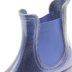 2022 wholesale waterproof PVC chelsea rain boots glitter shining rain boots women mid tube