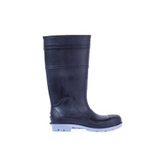 Wholesale Black working safety gumboots plastic safety boots for man with blue shoe sole