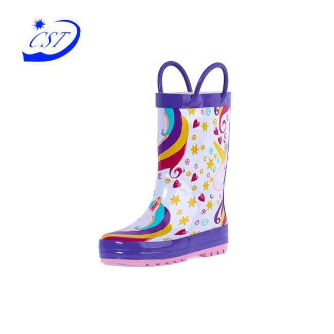 Fancy boys cool rocket stylish pvc flower cheap children's boots wholesale  colourful fish pattern rain boots