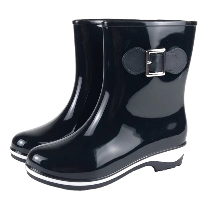 2023 Custom Women Warm Boots Wedges Platform Ankle Rubber Rain Boots