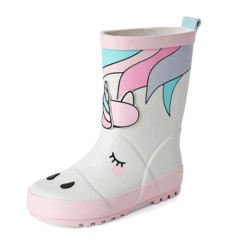 Wholesale Waterproof Printed With Easy Pull On Handles Safety Rubber Designer Kids Rain Boot