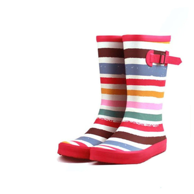 Warm Waterproof European Style rubber Rain Boot cute stripe boots colorful waterproof boots SS-001