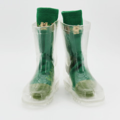 Factory wholesale kids cheap rain shoes PVC waterproof transparent rain boots with LED light for children