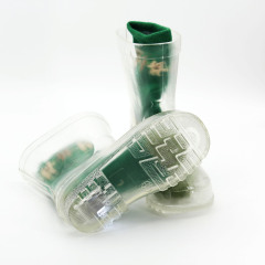 Factory wholesale kids cheap rain shoes PVC waterproof transparent rain boots with LED light for children
