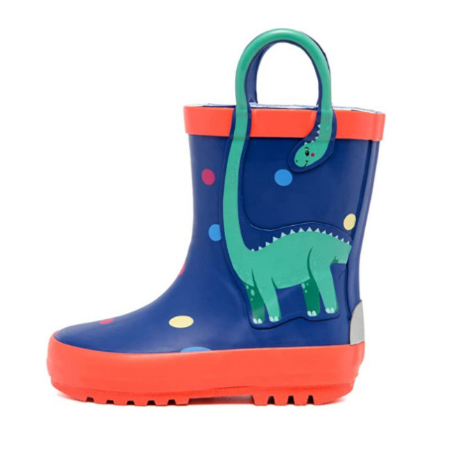 2022 children rain boots for boys waterproof rubber boots with fun and easy-to-wear handles