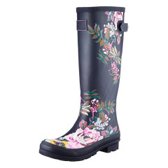 Fashionable printing dripdrop women waterproof knee rain boots wholesale rubber shoes