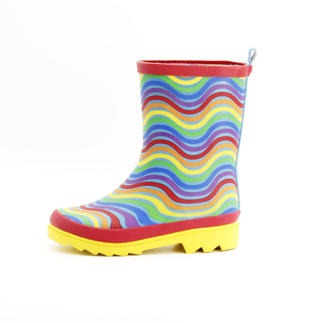 Fashion Custom kids rainbow printing boots rubber Waterproof Rain Boots for Children