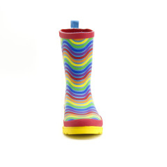 Fashion Custom kids rainbow printing boots rubber Waterproof Rain Boots for Children