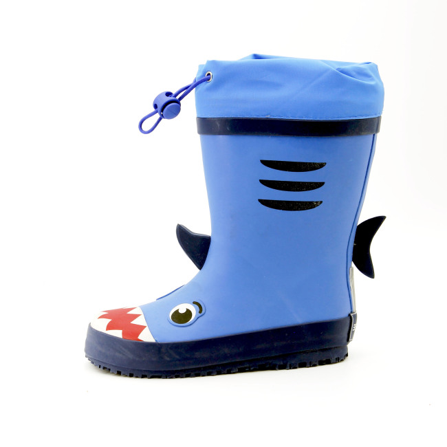 Fashion Custom kids Shark Printing boots rubber Waterproof Rain Boots for Children