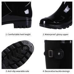 Knee High Rain Boots Fashion Waterproof PVC Tall Wellies Rain Boots for Women