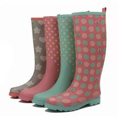 Wholesale Purple Waterproof Wellies Plastic Anti-slip Fashion PVC Rain Boots for Women