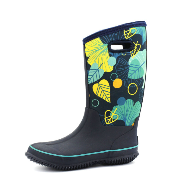 Ladies Printing Knee high waterproof garden boots work boots women neoprene rubber boots