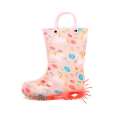 children PVC jelly rain boots luminous boots for girls and boys with light cute prints and easy-to-wear handles