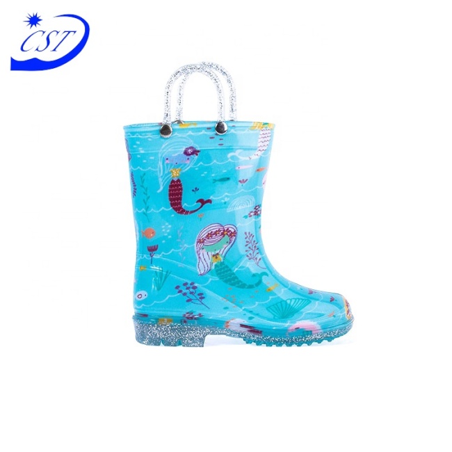 High Quality Rubber Children's Boot With Cuff Wellies Kids Rain Boots