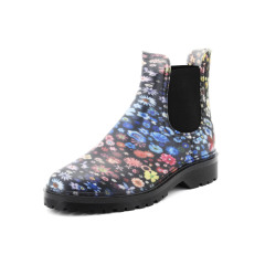 Ladies waterproof printing rain boots women fashion PVC chelsea boots