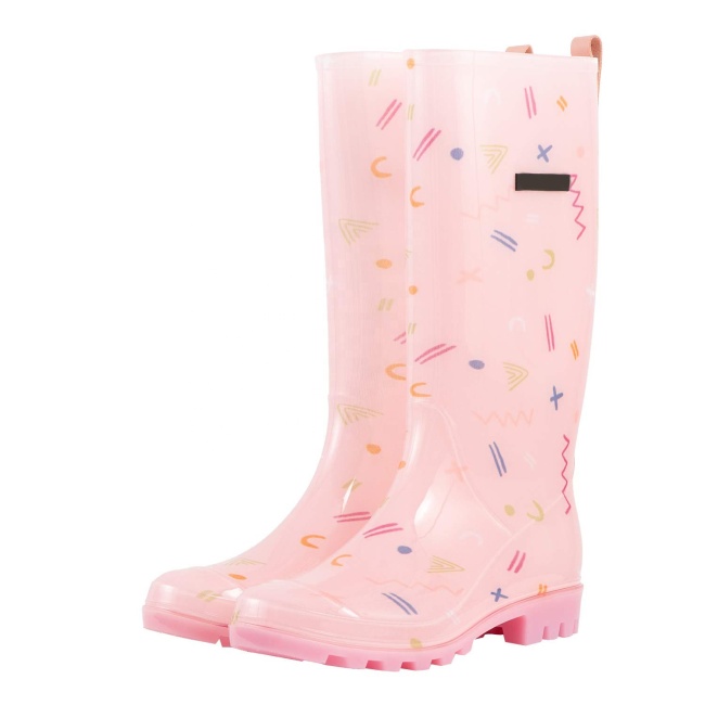 2023 fashionable Women Tall Printed Pvc Boots Popular Hell Women Boots