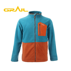 New design mixed color polyester zipper collarless men winter fleece jacket