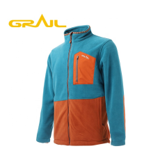 New design mixed color polyester zipper collarless men winter fleece jacket