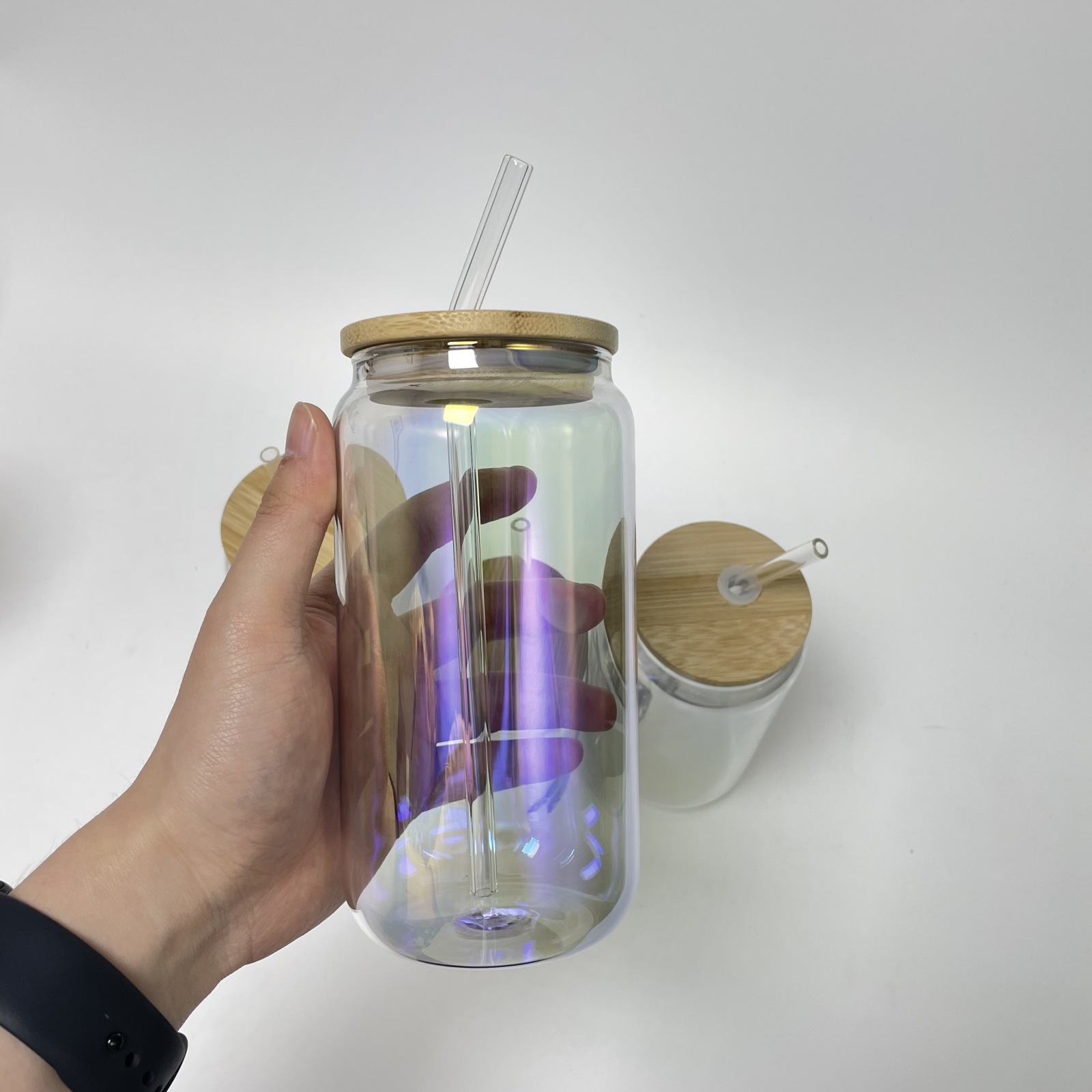 Wealthysub Chine entrepôt sublimation 16oz boîte en verre irisé électrolytique