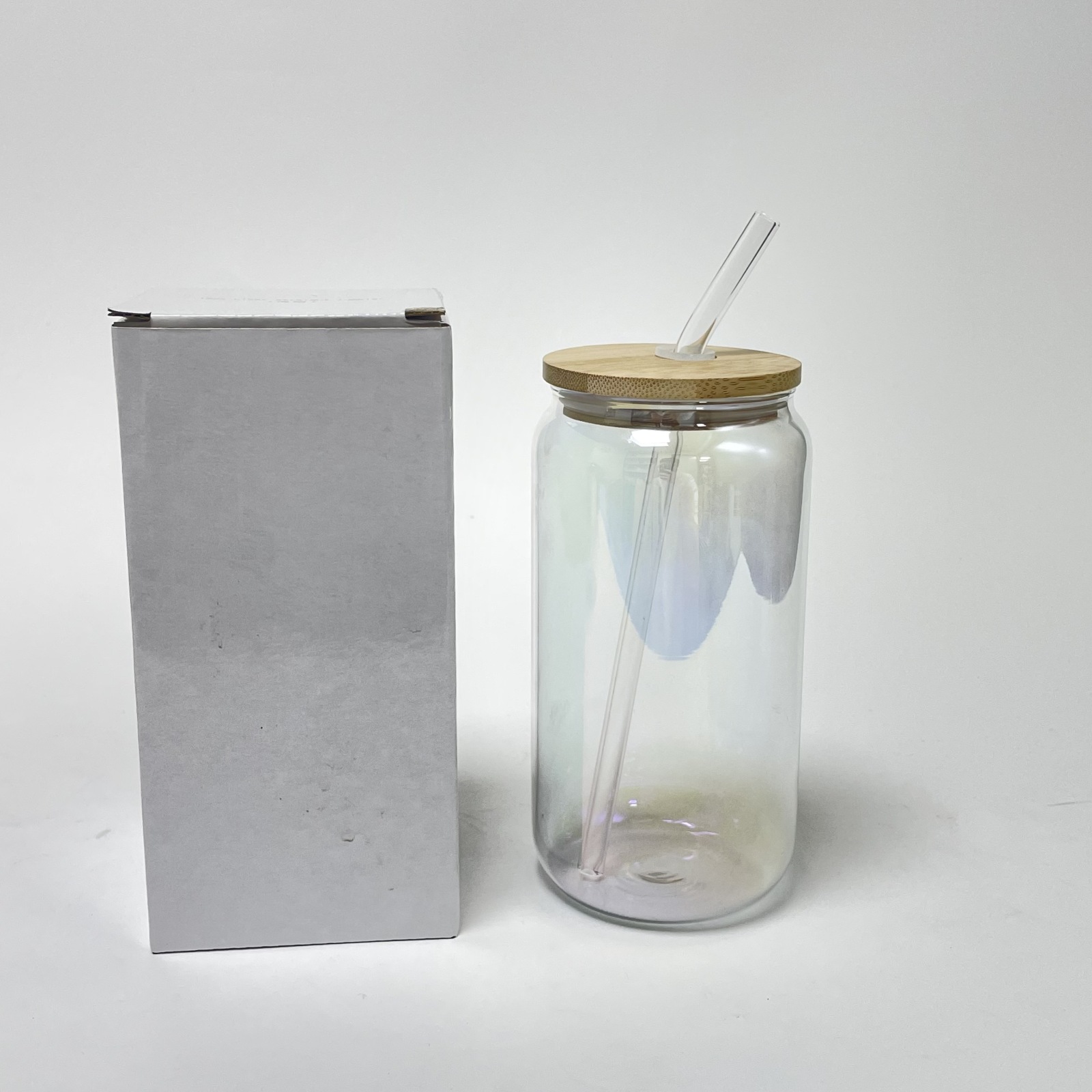 Wealthysub Chine entrepôt sublimation 16oz boîte en verre irisé électrolytique