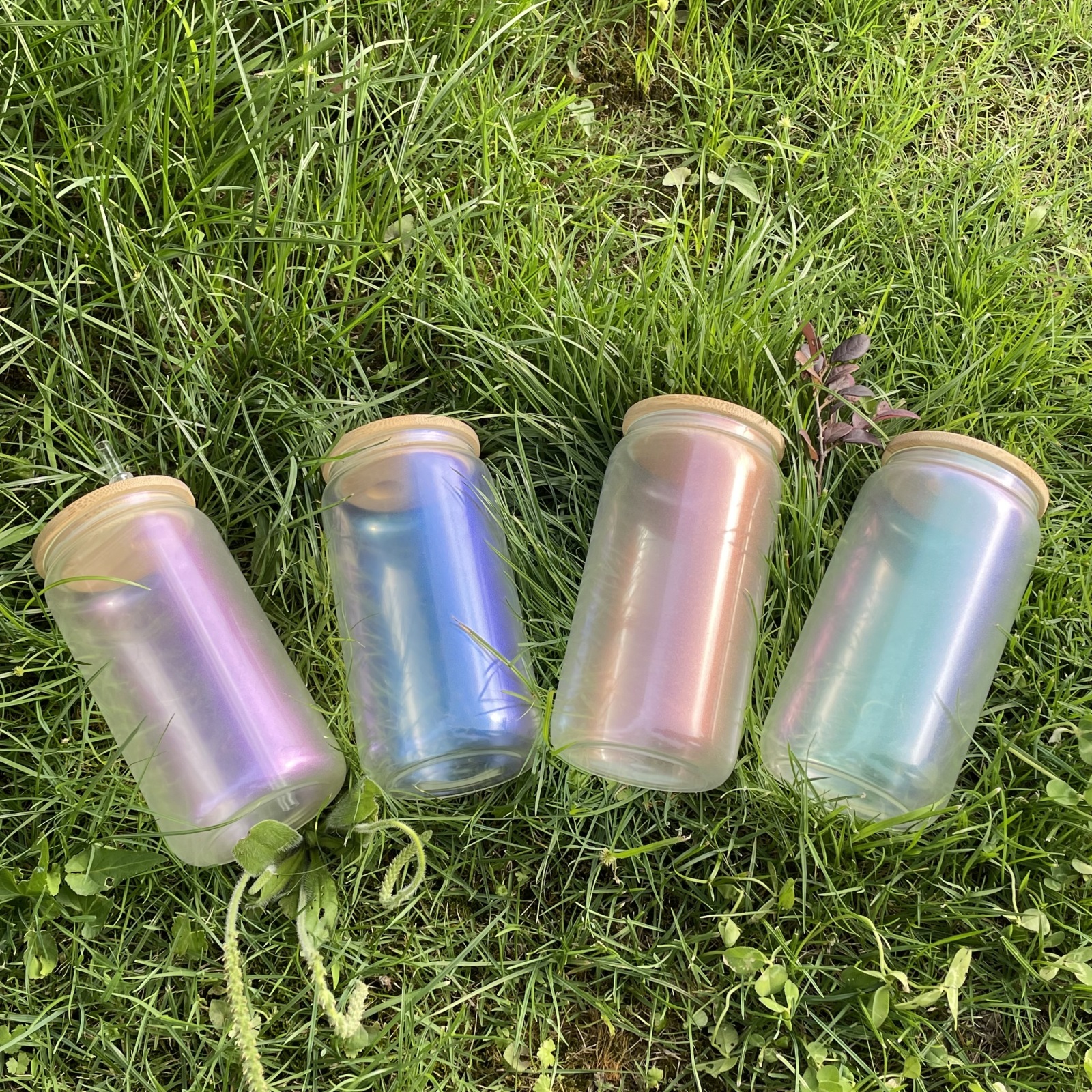 Wealthysub China warehouse sublimation 16oz iridescent glass can