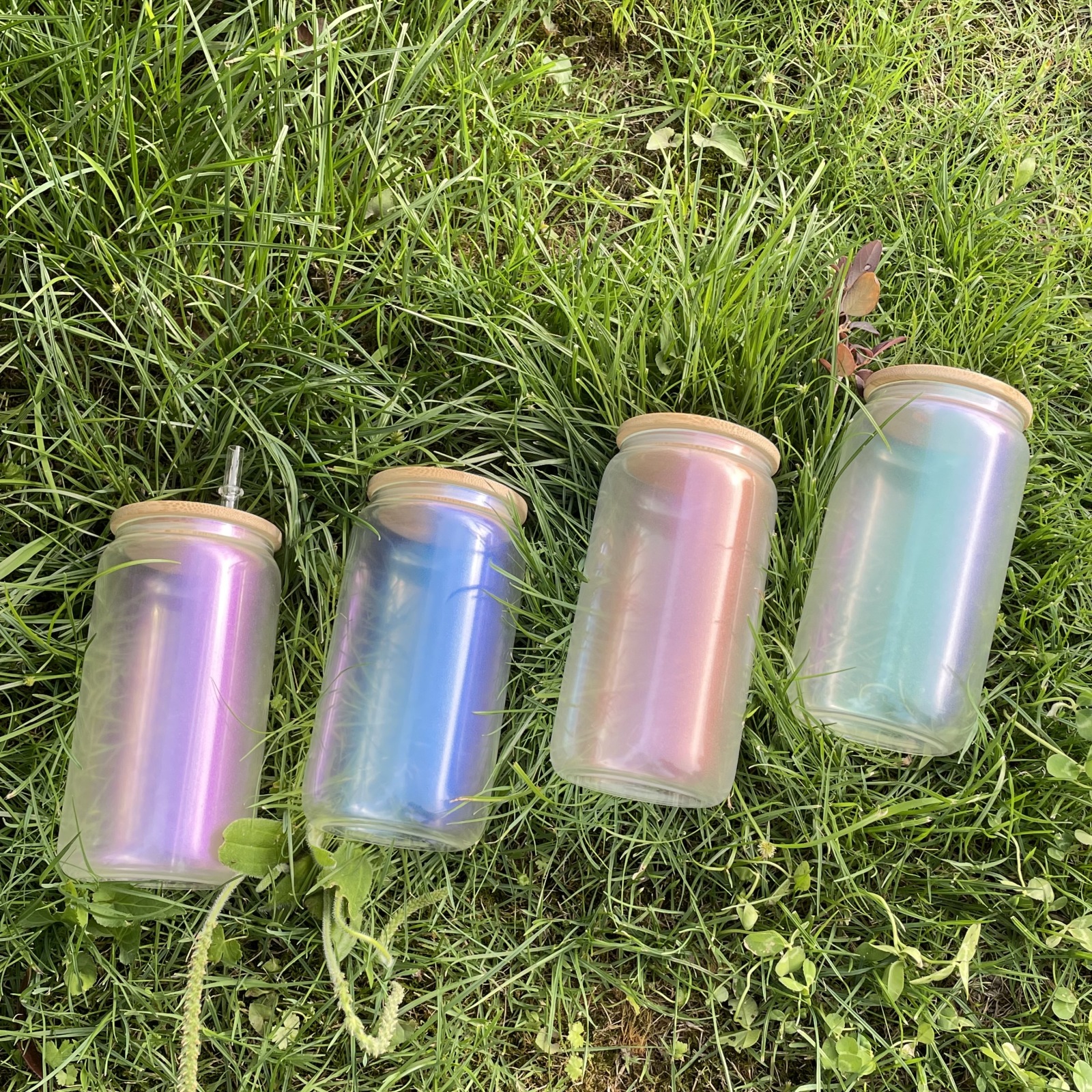 Wealthysub China warehouse sublimation 16oz iridescent glass can