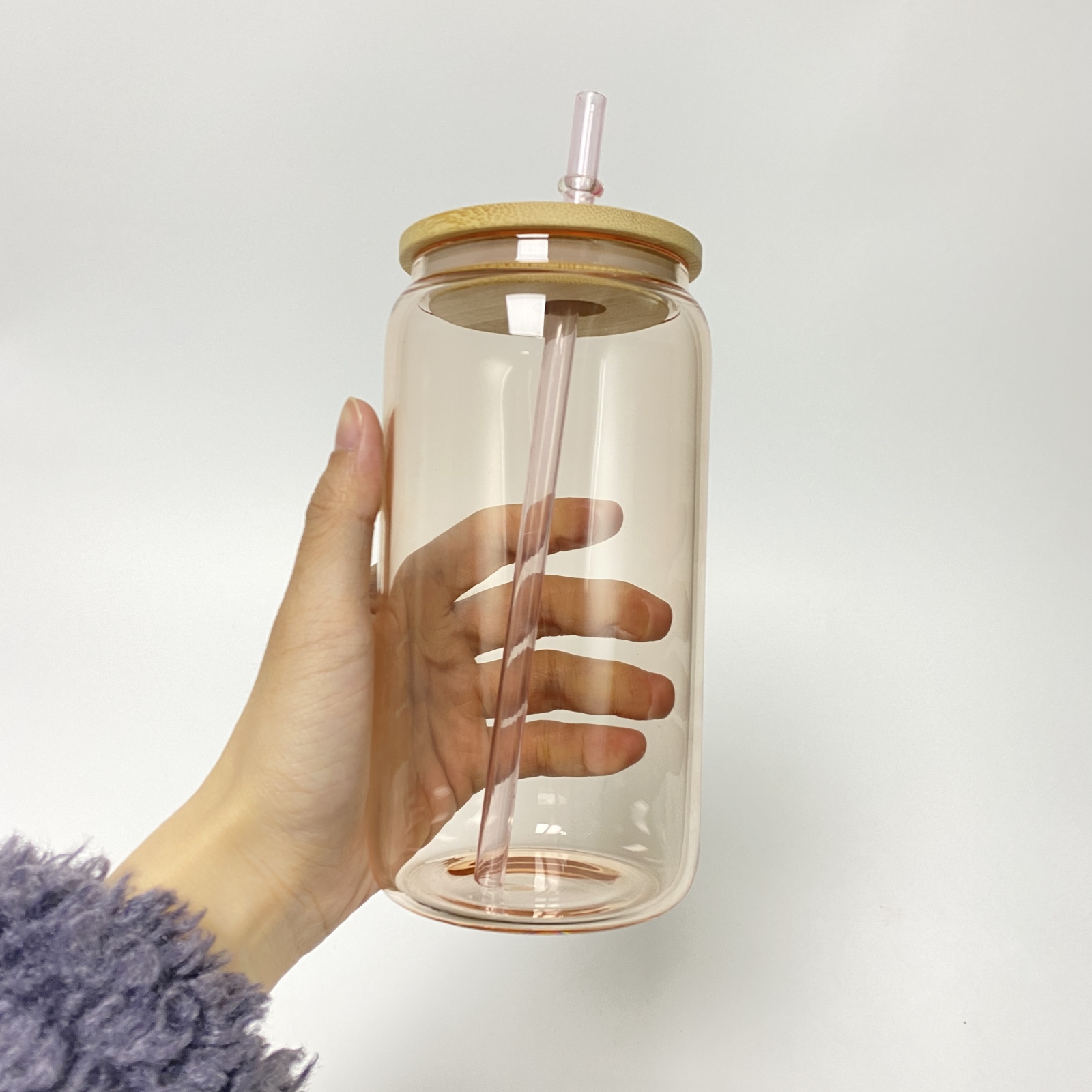 Wealthysub China warehouse sublimation 12oz&16oz clear pink glass can