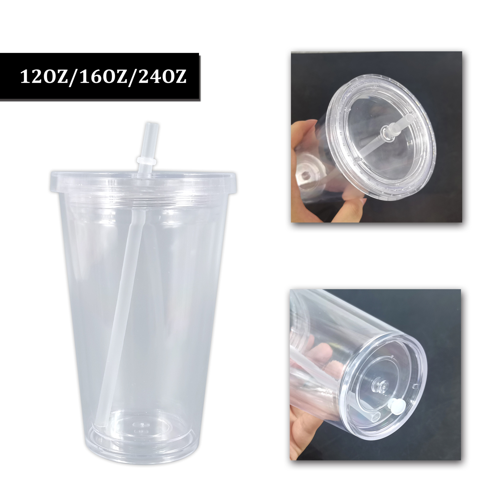 Verre à boule à neige en acrylique de 12 oz/16 oz/24 oz de l'entrepôt chinois Wealthysub