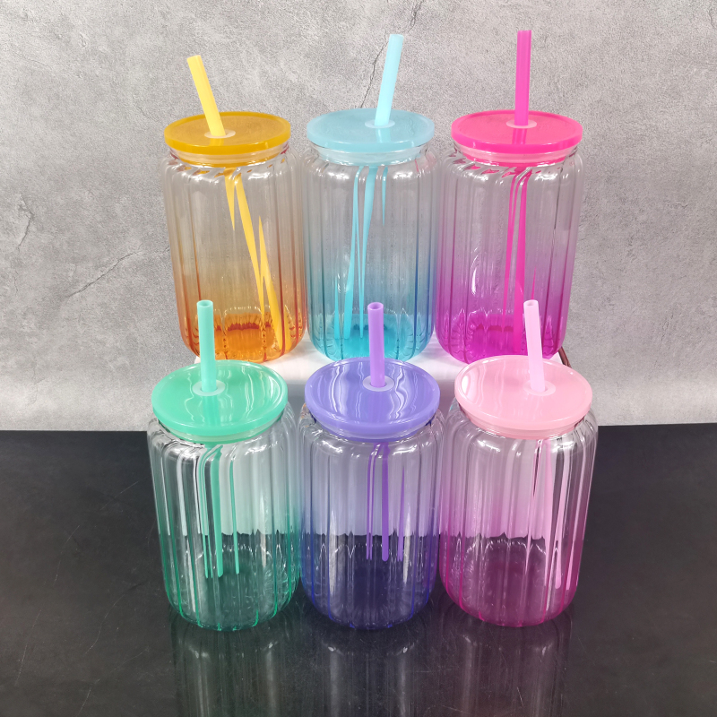 Wealthysub, Китай, сублимационная стеклянная чашка с градиентным желе и полосками, 16 унций