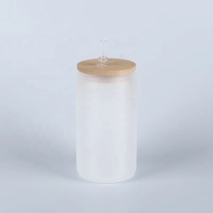 US Warehouse Frosted 16oz Sublimation Glass Can With Bamboo Lid And Straw