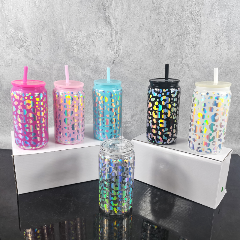 Wealthysub, Китай, сублимационная стеклянная чашка на 16 унций с леопардовым принтом