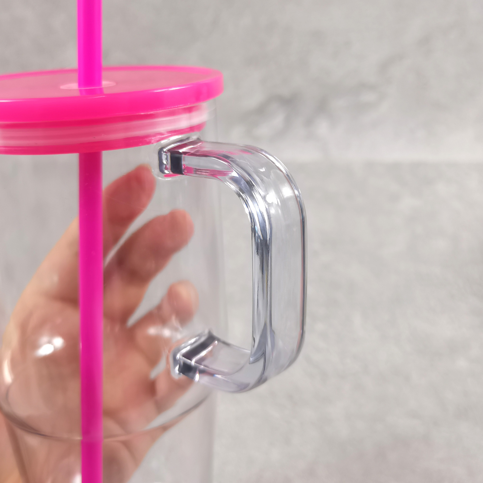 Entrepôt Wealthysub USA en plastique transparent de 20 oz avec poignée