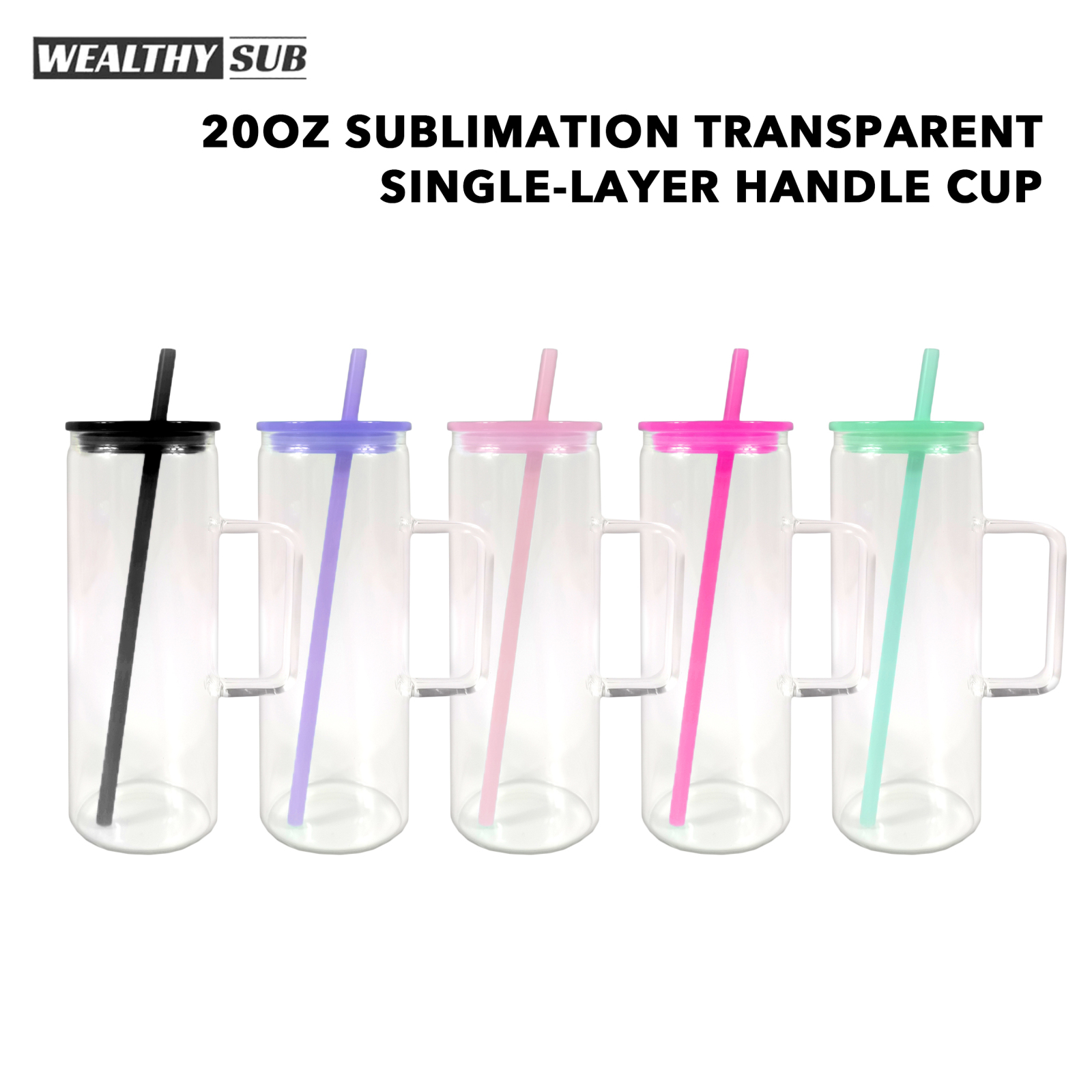 Wealthysub Chine entrepôt sublimation 20oz sublimation tasse à poignée monocouche transparente