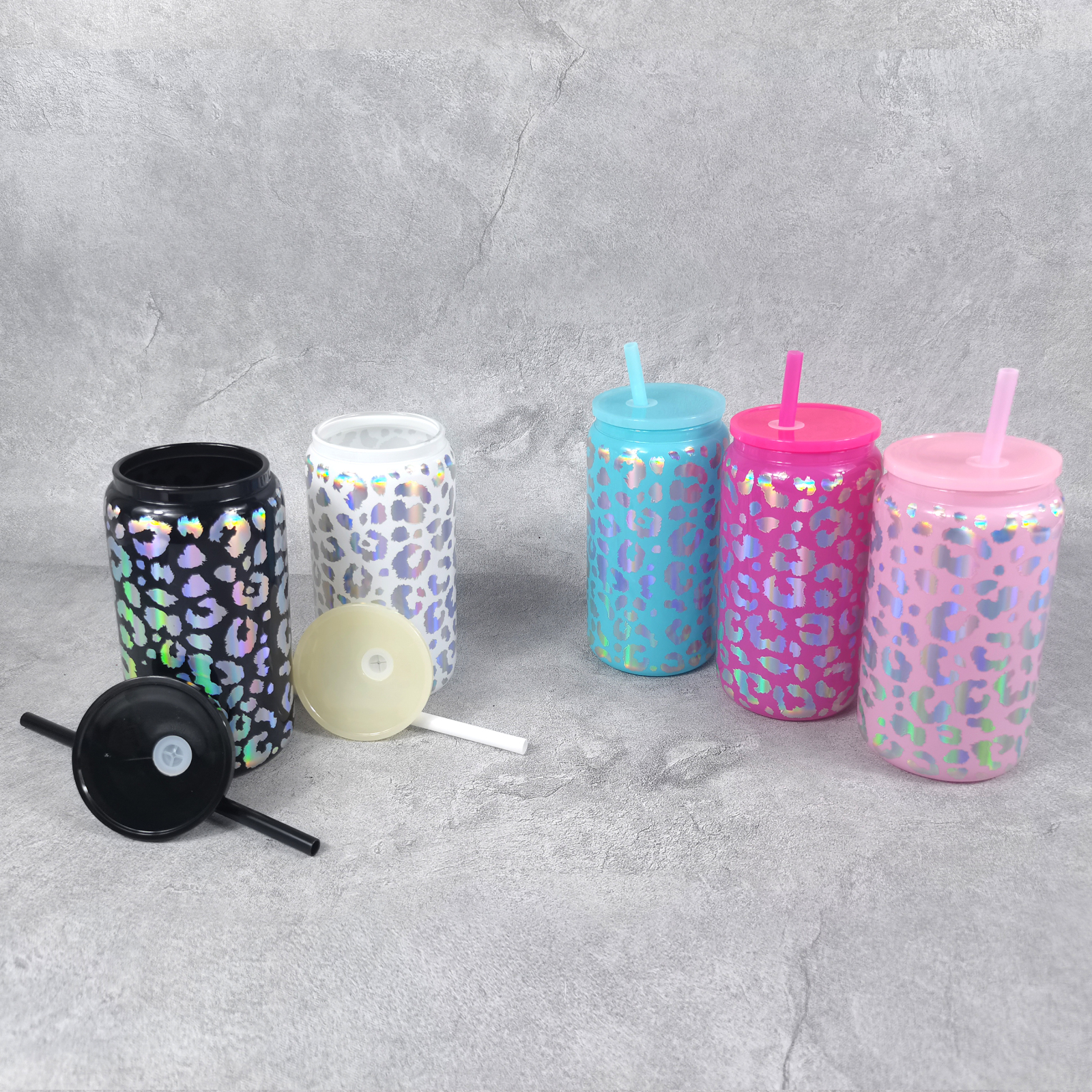 Wealthysub China warehouse sublimation 16oz leopard print glass cup