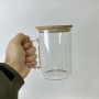US Warehouse 15oz Clear Sublimation Glass Mug With Handle