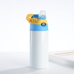 US Warehouse 12oz Sublimation Straight Top Flip Kids Water Bottle With Colorful Top Mix Colors