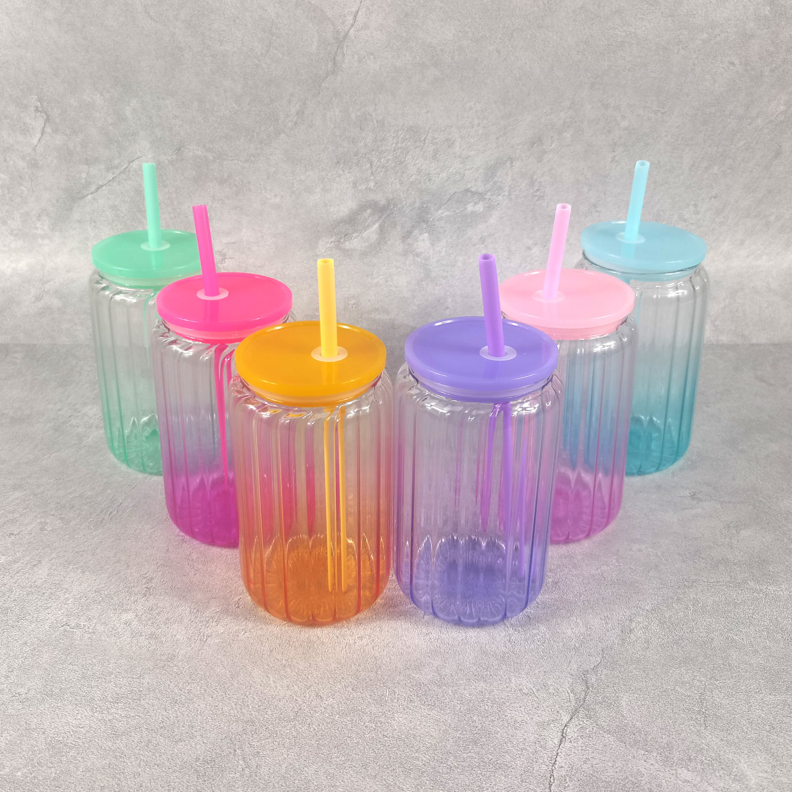 Wealthysub, Китай, сублимационная стеклянная чашка с градиентным желе и полосками, 16 унций