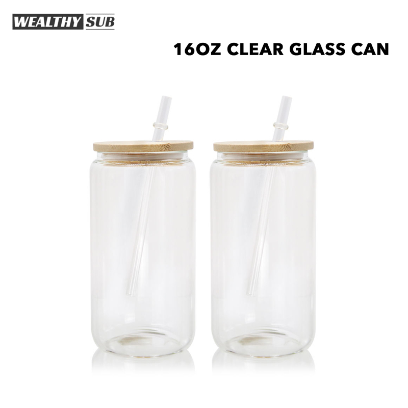 Склад Wealthysub в США, сублимационная прозрачная стеклянная банка на 16 унций